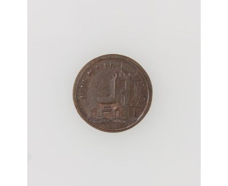 Essex - Leigh 18th century Farthing token - View of Church R/ Dealer In All Kind Of Hardware 1795.  N.B.  Now attributed to L