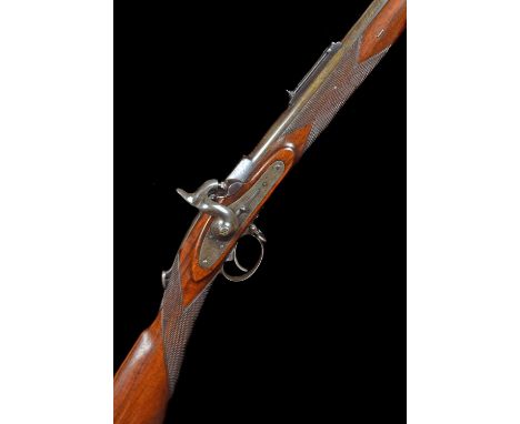 Cased Westley Richards Monkey Tail capping breach loading .451 calibre rifle, serial number 740, 34" round barrel marked 'Whi