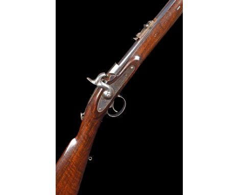 Cased Westley Richards Monkey Tail .450 capping breach loading rifle serial number 328, round 34" barrel, marked 'Whitworth P