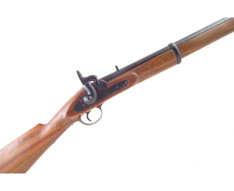 Replica Enfield percussion cavalry carbine, with blocked 21" barrel, swivel ramrod, saddle ring bar, and brass furniture. No 