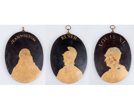 Three Lacquer Portrait Medallions. Japan, Sasaya or Kyoto, EDO period&nbsp;(1600-1868). Late 18th. century.&nbsp;Manufactured
