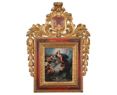 José Campeche (San Juan, Puerto Rico, 1751 - 1809)“St. Anthony of Padua and the Virgin Mary.”Oil on canvas, protected by wate