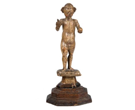 Flemish School. Mechelen. Circa 1500."Christ Child"Carved wooden sculpture.Measurements with base:&nbsp;29,5 x 13,5 x 8,5 cm.