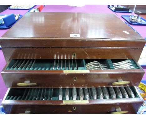 Garrard &amp; Co ; A Part Canteen of Plated Cutlery, contained in a Gerrard &amp; Co Ltd fitted cateen case with lift up lid 