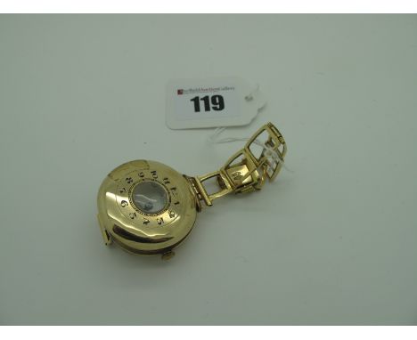 J.W.Benson: An half Hunter Pocketwatch, converted to a wristwatch, the signed dial with Arabic numerals, seconds subsidiary d