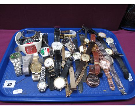 A Mixed Lot of Assorted ladies and Gent's Wristwatches, including Technos, Uno Sekonda, Citron, Geneva, Times, etc:- One Tray