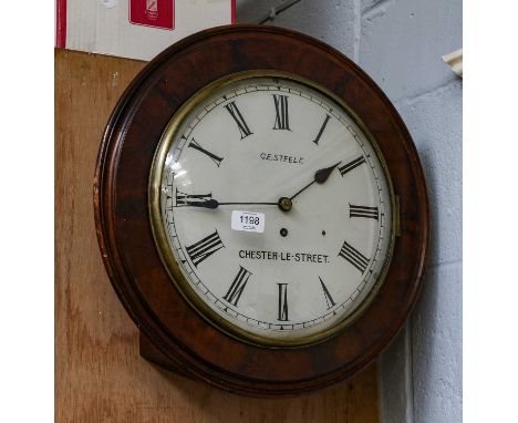 A mahogany single fusee wall timepiece with dial marked G.E.Steele, Chester-Le-Street, and an Art deco striking wall clock (2