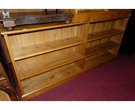 Tom Luxmoore - a contemporary light oak long freestanding six division open bookshelf, width 205cm