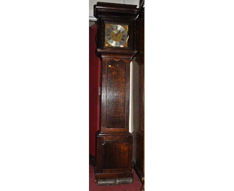 A George III provincial oak long case clock, the silvered and brass dial signed John Coates, Cirencester, twin winding holes 