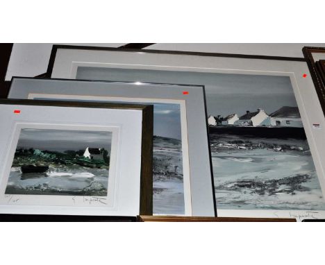 G. Izporte - Whitewashed coastal cottages, lithograph, signed in pencil to the margin, and numbered 99/300, 65x92cm, and two 