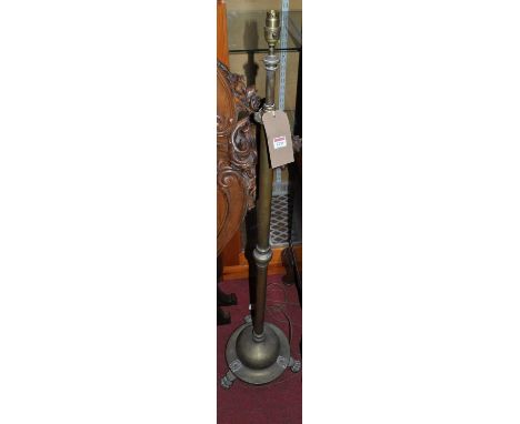 An Edwardian brass telescopic standard lamp