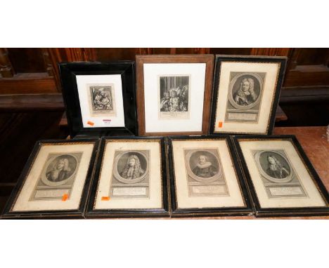 After A Schuman - a set of five monochrome portrait engravings, each 17.5 x 11.5cm; together with two Biblical scenes (7)