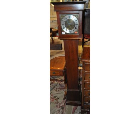 A mahogany grand-daughter clock, having a silvered and brass dial, h.153cm 