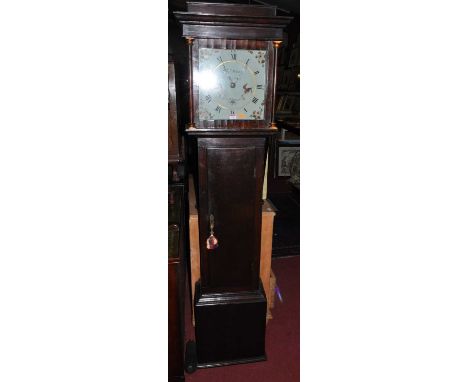 An early 19th century provincial longcase clock, the painted square dial signed John Darke Barnstaple, with single weight and