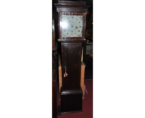 An early 19th century provincial longcase clock, the painted square dial signed John Darke Barnstaple, with single weight and