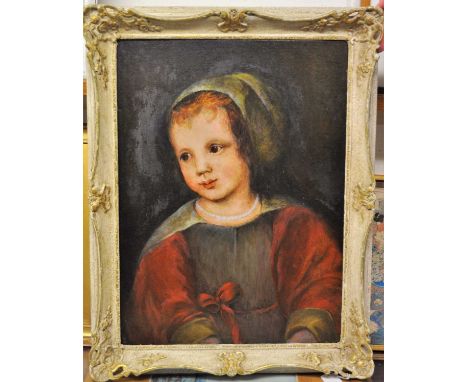 Tim Stubbington after Cornelius de Vos (1585-1651) - half length portrait of a young girl, oil on artists board, 53x40cm