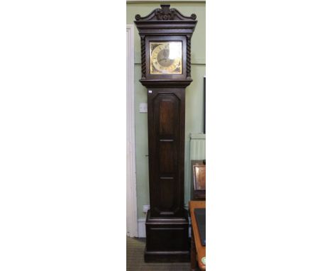 A modern oak longcase clock, brass dial&nbsp;