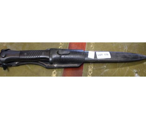 A WWII bayonet in scabbard, blade stamped 44CRS no.2288, scabbard stamped no 8798