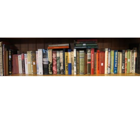 A shelf of books relating to WWII