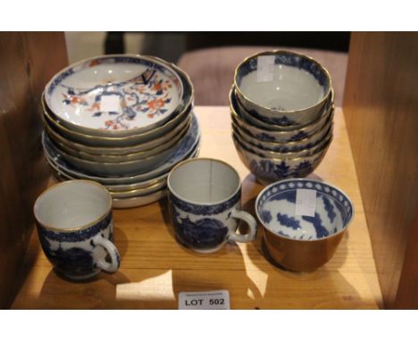 A collection of Chinese porcelain blue and white saucers, tea bowls, coffee cups etc Condition: 1 cup brown outside, chip to 