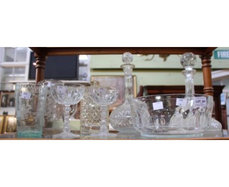 A shelf of glassware various (8)