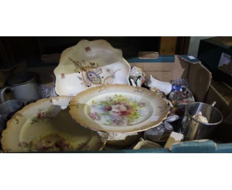 Two mixed boxes of wares, includes Swarovski, 19th century Staffordshire pottery figurines, Royal Worcester leaf jug, togethe