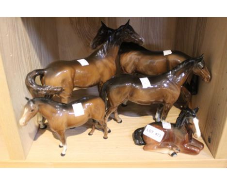 Five Beswick ceramic horses