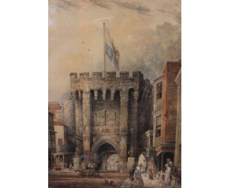 After David Roberts, "Entrance gate to the City" watercolour painting, 43cm x 34cm, gilt framed, mounted and glazed