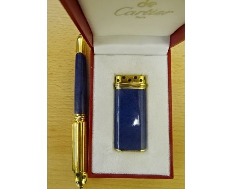 A Must de Cartier fountain pen; together with matching lighter