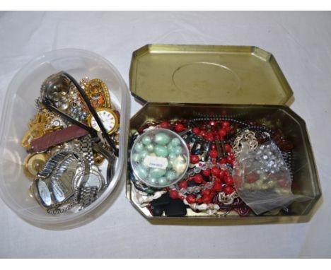 A quantity of vintage dress jewellery and watches