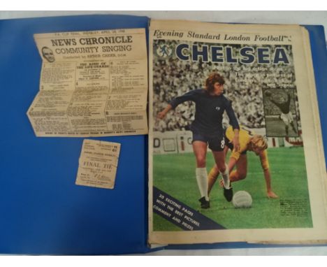 A Wembley 1948 FA Cup Manchester United vs Blackpool final tie ticket stub & song sheet; together with folder of Evening Stan