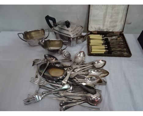 A quantity of EPNS to include tea service & flatware