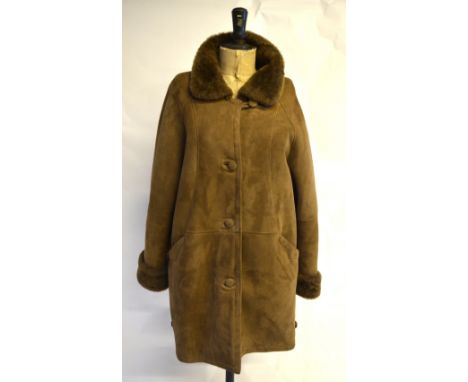 A mid-brown fitted sheepskin coat, 53 cm across chest, size S/M Condition Report Good worn condition