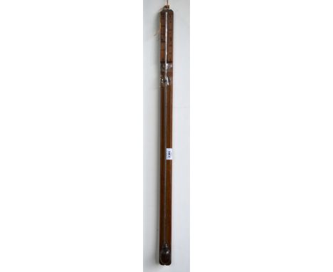 An antique walnut stick barometer, the engraved thermometer scale signed 'West, Coventry Street, London'