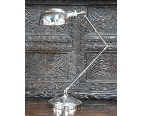 An electroplated anglepoise desk-lamp with bowl shade
