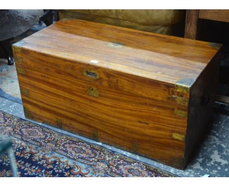 A Victorian brass bound camphorwood campaign trunk, 49 cm high x 103 cm wide x 52 cm