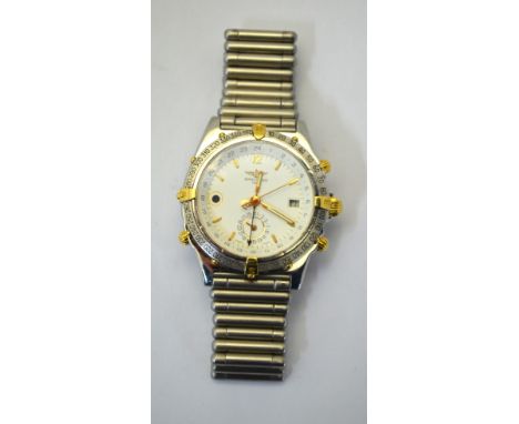 A gentleman's Breitling stainless steel wristwatch, the rotating bezel engraved and gilt mounted with compass bearings, case 