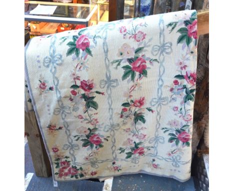 A flowery rose design wool needlepoint rug, 2.50 x 1.54 m