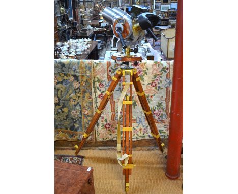 A pair of Soviet TZK 10 x 80 anti-aircraft binoculars circa 1948, on later tripod, overhauled and partly embellished, in orig