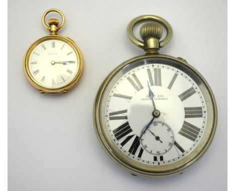 A lady's gilt metal fob-watch by Elgin, with top-wind movement and enamel dial to/w a West End Watch Company electroplated Ra