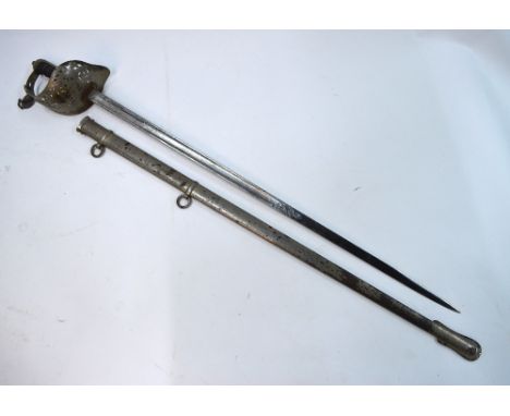 An Edwardian Northumberland Fusiliers officers sword by Henry Wilkinson, the plated blade with presentation inscription 'Pres