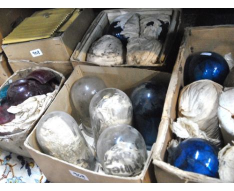 A large quantity of Admiralty patt 19078 blue glass light shades, to/w with other glass maritime lamp shades, mostly 15 cm hi