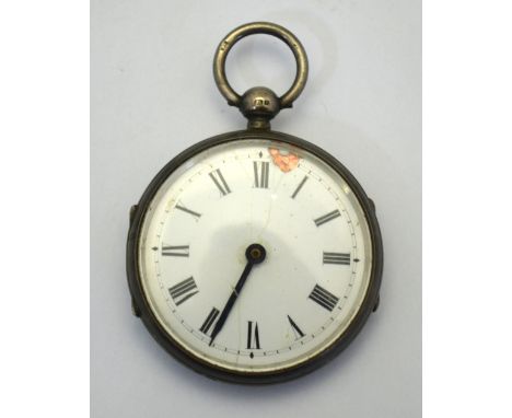 An unusual late Victorian silver-cased fob watch with patent self-wind movement, enamel dial, London 1892 Condition Report No
