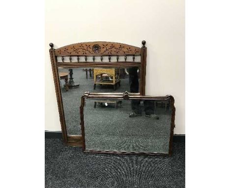 A late Victorian over mantel mirror and dressing table mirror 