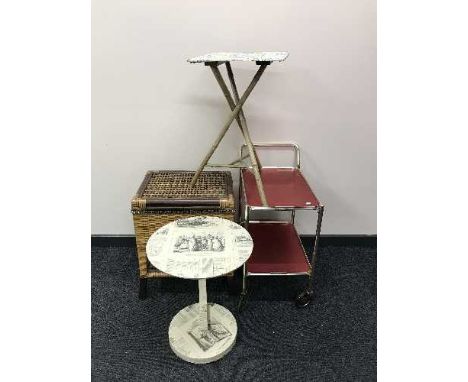 A two tier trolley, two occasional tables and lamp table 