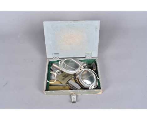 A Royal Air Force Officer's personal kit box, containing button cleaner, with number 2618695, Rank badges, goggle (non-origin