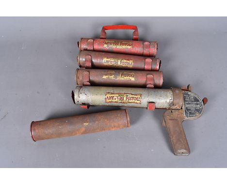 A vintage Antifyre pistol, together with four extra refills, complete with mount, AF (parcel)