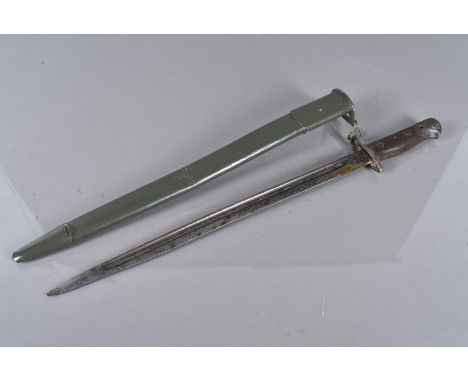 A 1907 Pattern British bayonet by Wilkinson, possibly dated 10, complete with scabbard and hanger, both AF