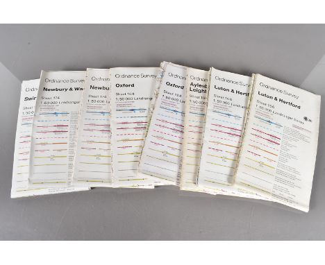 A large quantity of Ordnance Survey Landranger Series maps, 1:50000 scale, folded in good condition, various numbers from 10-