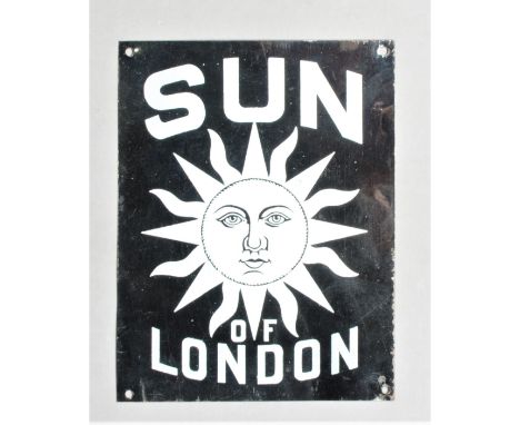 Overseas Fire Marks,  Sun Fire Office, printed tinned iron sheet, B553, overall F-G but corrosion patch through 'ndo' of Lond